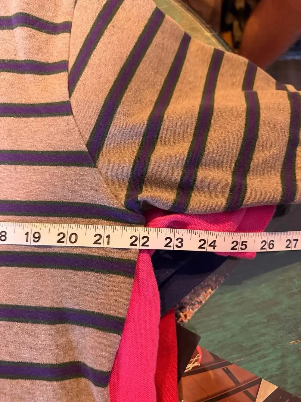 Polo Ralph Lauren Striped Polo Shirt Size L Gray Purple Cotton